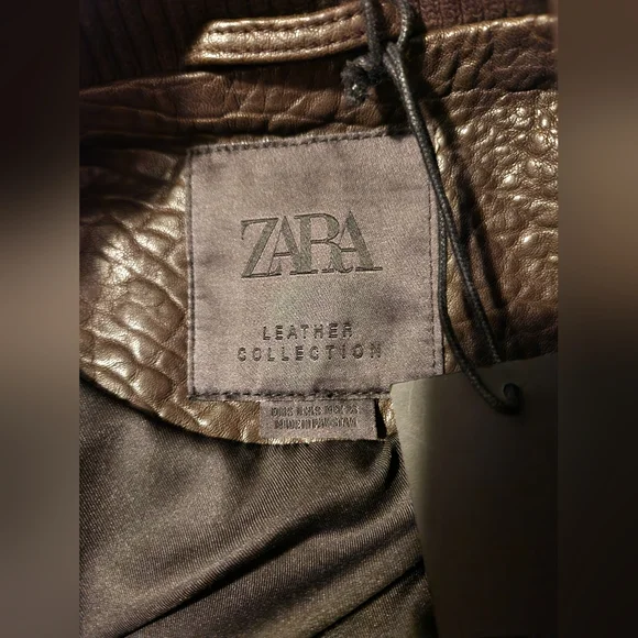 Zara Brown ZW Leather BomberBrown Jacket